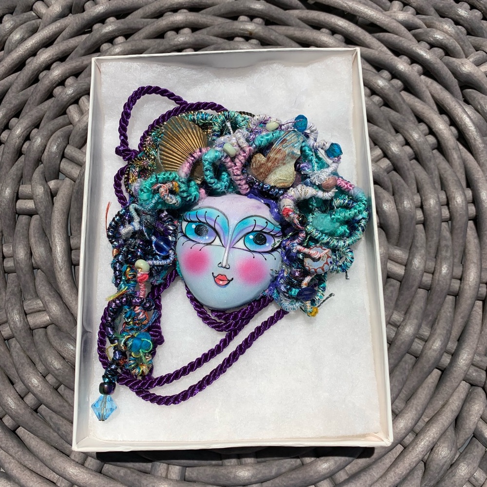 Handmade Mardi Gras Brooch Necklace
